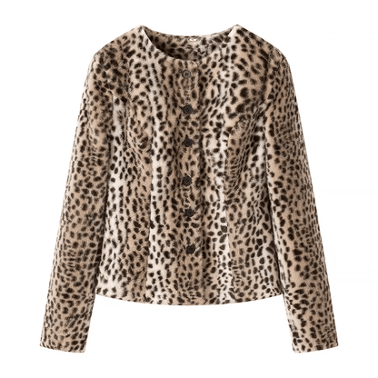 SOKYND Rose Leopard Faux Fur Cropped Jacket JacketSOKYND-698967-S-OS-47991S