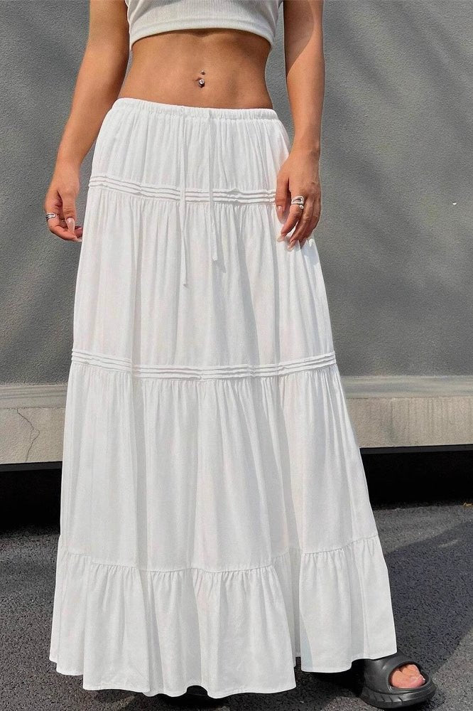 SOKYND Ruslana Tiered Ballet Maxi Skirt BottomsWhiteM