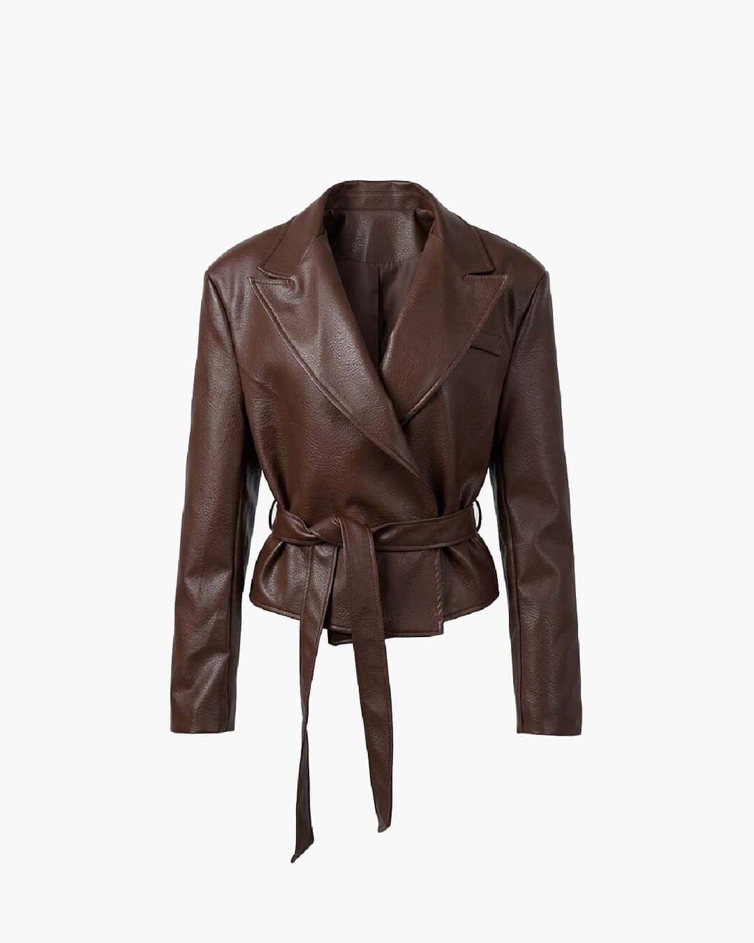 SOKYND Ruth Lace-Up Faux Leather Blazer Jacket JacketSOKYND-384855-BRO-M-20151BrownM