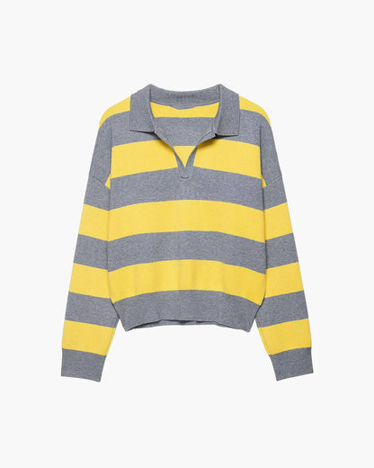 SOKYND Sabine Striped V - Neck Knit Pullover TopL