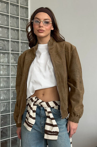 SOKYND Sabrina Vintage Khaki Suede Jacket JacketSOKYND-797847-BRO-S-57367KhakiS