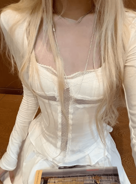 SOKYND Sofia Square Neck Lace Crop Top TopsSOKYND-587735-WHI-L-96759WhiteL