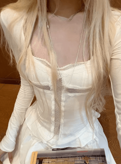 SOKYND Sofia Square Neck Lace Crop Top TopsSOKYND-587735-WHI-L-96759WhiteL
