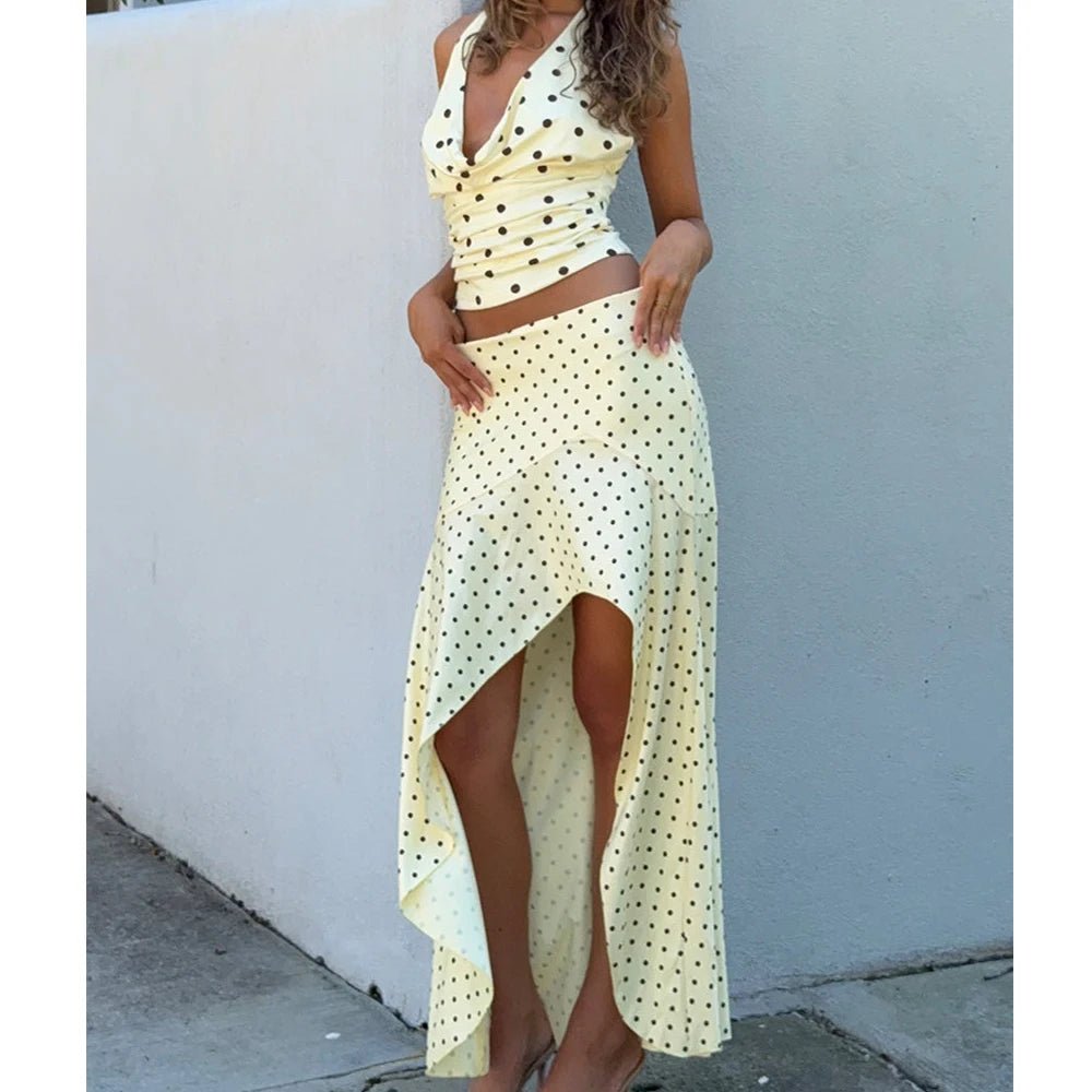 SOKYND Sophia Polka Dot Two - Piece Set Two - Piece SetBrownS