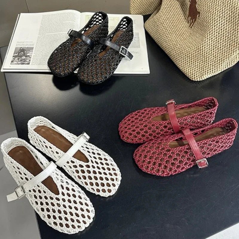 SOKYND Sophia Woven Mesh Flat Sandals ShoesSOKYND-013399-WHI-35-33687White35