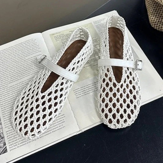 SOKYND Sophia Woven Mesh Flat Sandals ShoesSOKYND-013399-WHI-35-33687White35