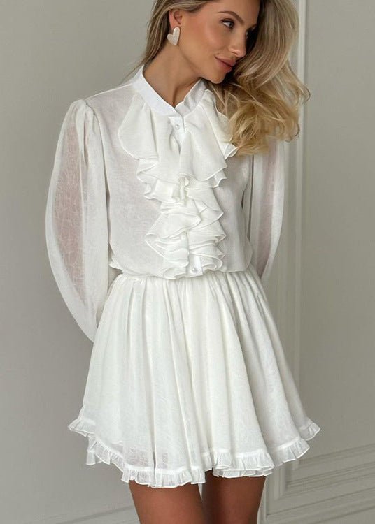 SOKYND Tatum Ruffled Mini Dress DressWhiteL