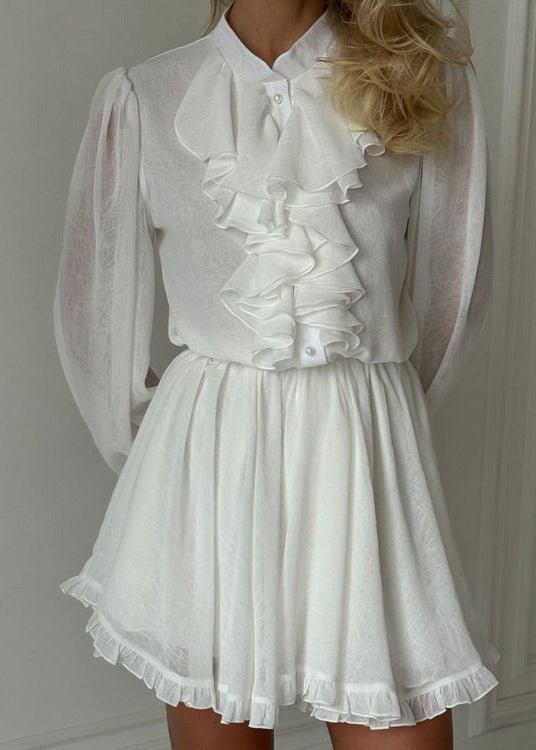 SOKYND Tatum Ruffled Mini Dress DressWhiteM