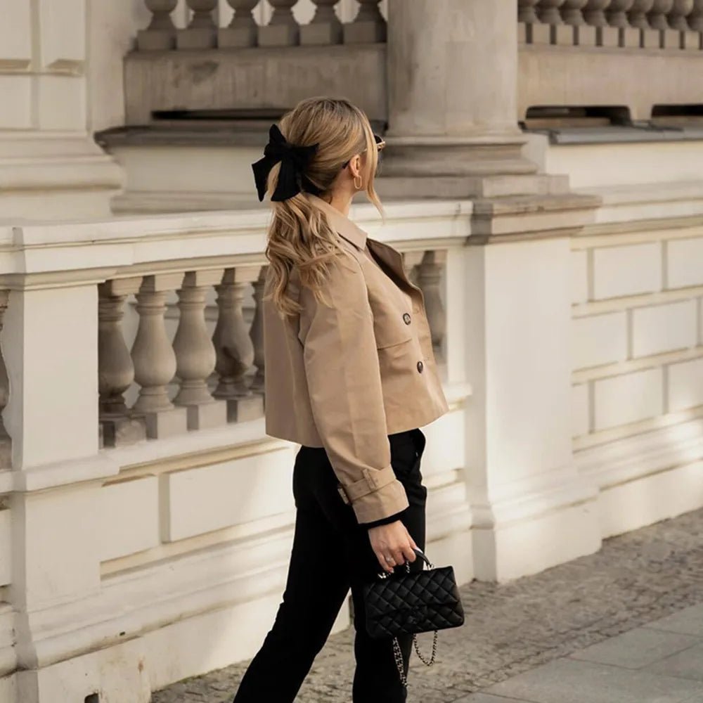 SOKYND Thelma Cropped Trench Coat Coats & JacketsJF1774219786687552112BeigeM