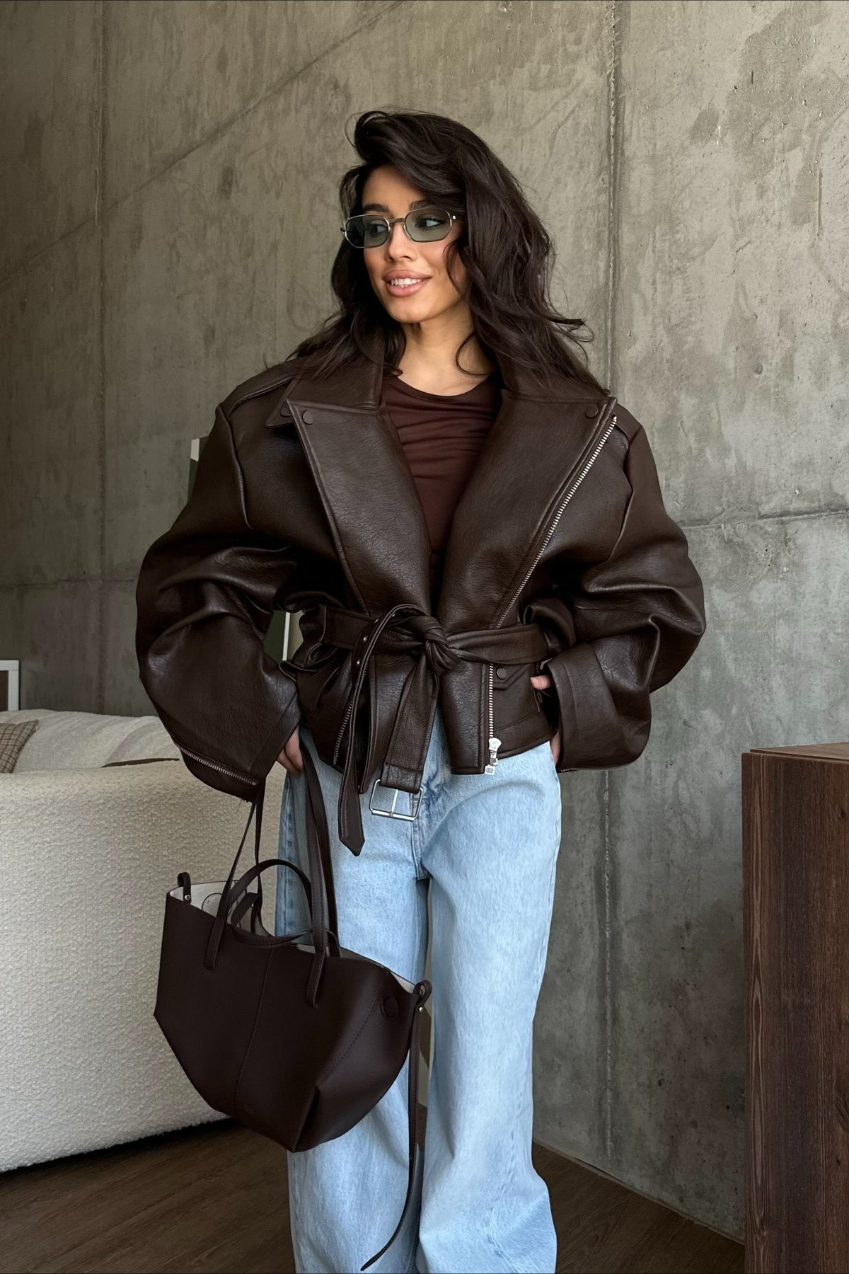 SOKYND Zara Vegan Leather Jacket JacketL