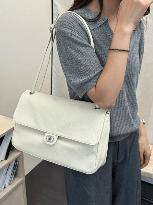 SOKYND Zoe Buckle Flap Shoulder Bag BagWhite36×24×11 cm